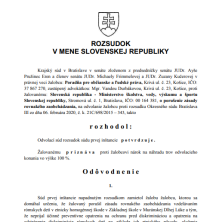 Rozsudok Krajského súdu v Bratislave týkajúci sa namietanej segregácie rómskych detí na základnej škole v obci Muránska Dlhá Lúka