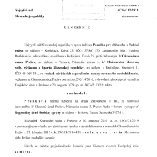 Uznesenie Najvyššieho súdu SR v prípade namietanej segregácie na základnej škole v Terni